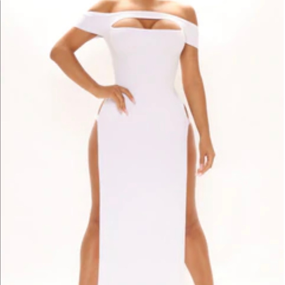 Fashion Nova double high-slit maxi dress